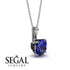 Hidden Halo Cushion Sapphire Necklace - Alivia No. 45