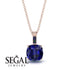 Hidden Halo Cushion Sapphire Necklace - Alivia No. 29