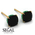 Hidden Halo Cushion Black Diamond Earrings - Alivia No. 22