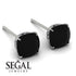 Hidden Halo Cushion Black Diamond Earrings - Alivia No. 9