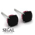 Hidden Halo Cushion Black Diamond Earrings - Alivia No. 54
