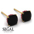 Hidden Halo Cushion Black Diamond Earrings - Alivia No. 52