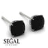 Hidden Halo Cushion Black Diamond Earrings - Alivia No. 9