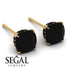 Hidden Halo Cushion Black Diamond Earrings - Alivia No. 37 image 2