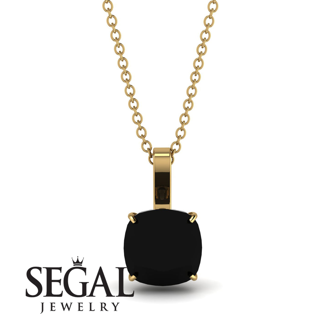 Hidden Halo Cushion Black Diamond Necklace - Alivia No. 37