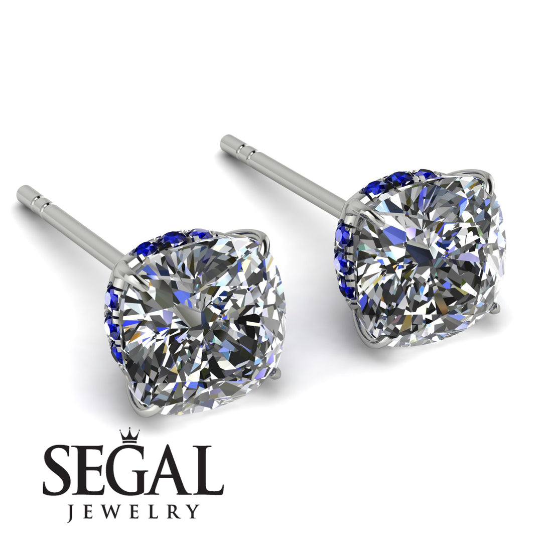 Hidden Halo Cushion Diamond Earrings - Alivia No. 63