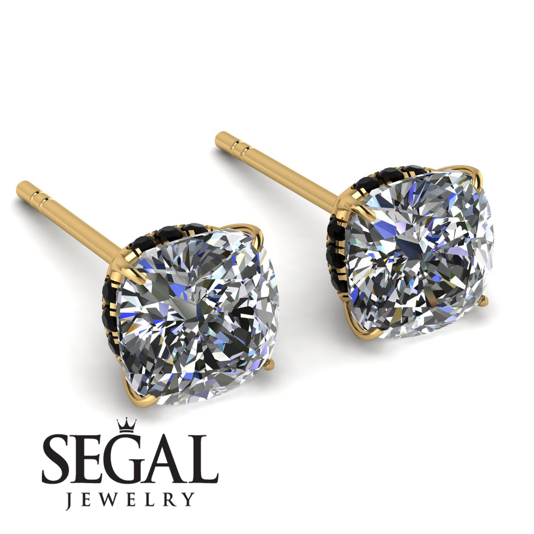 Hidden Halo Cushion Diamond Earrings - Alivia No. 31