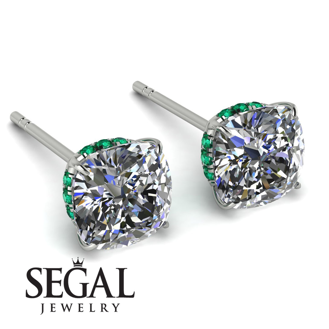 Hidden Halo Cushion Diamond Earrings - Alivia No. 18
