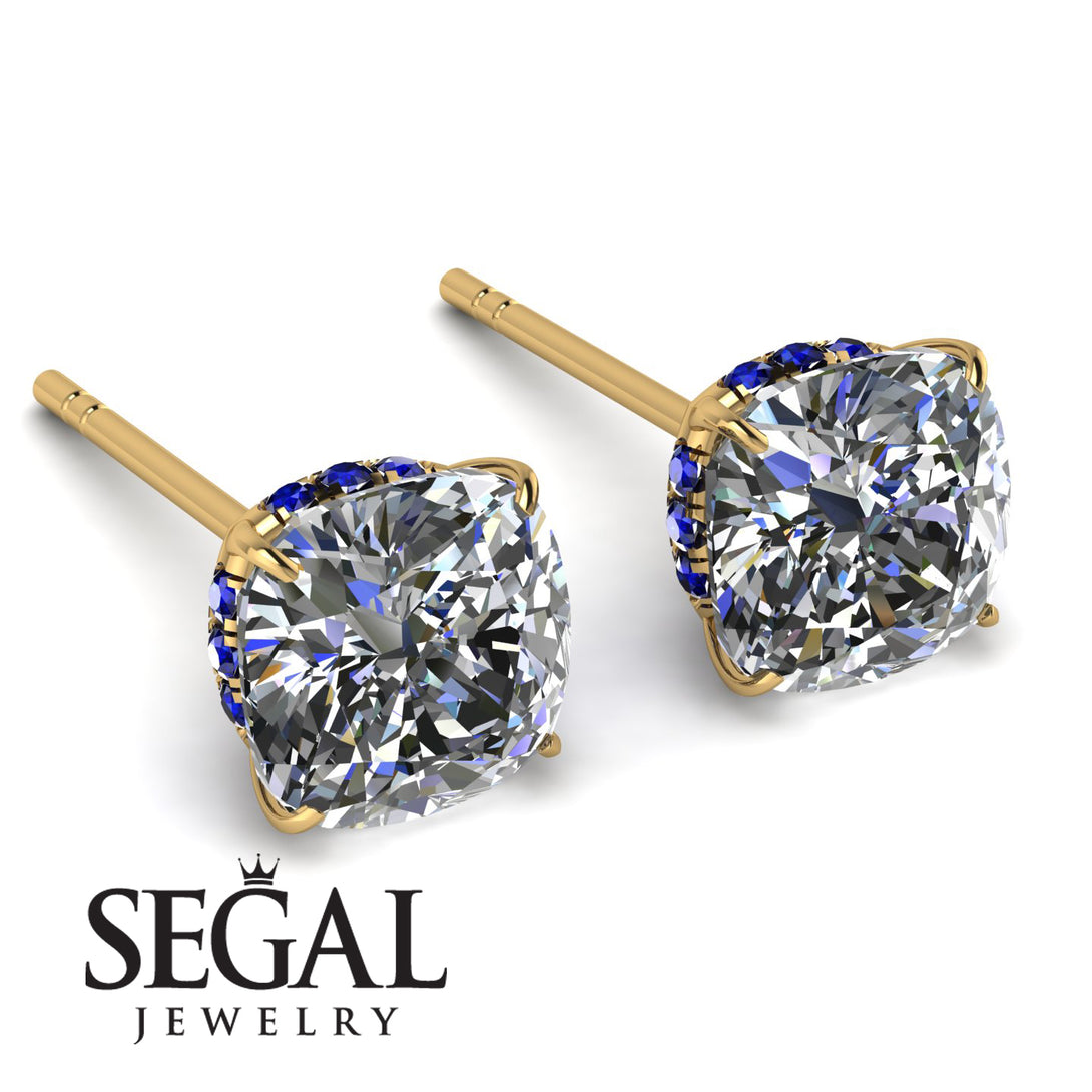 Hidden Halo Cushion Diamond Earrings - Alivia No. 61