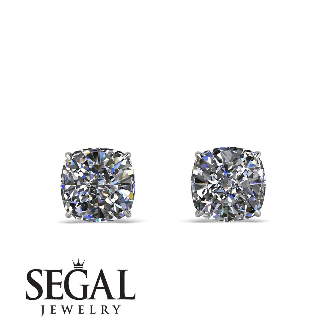 Hidden Halo Cushion Diamond Earrings - Alivia No. 63