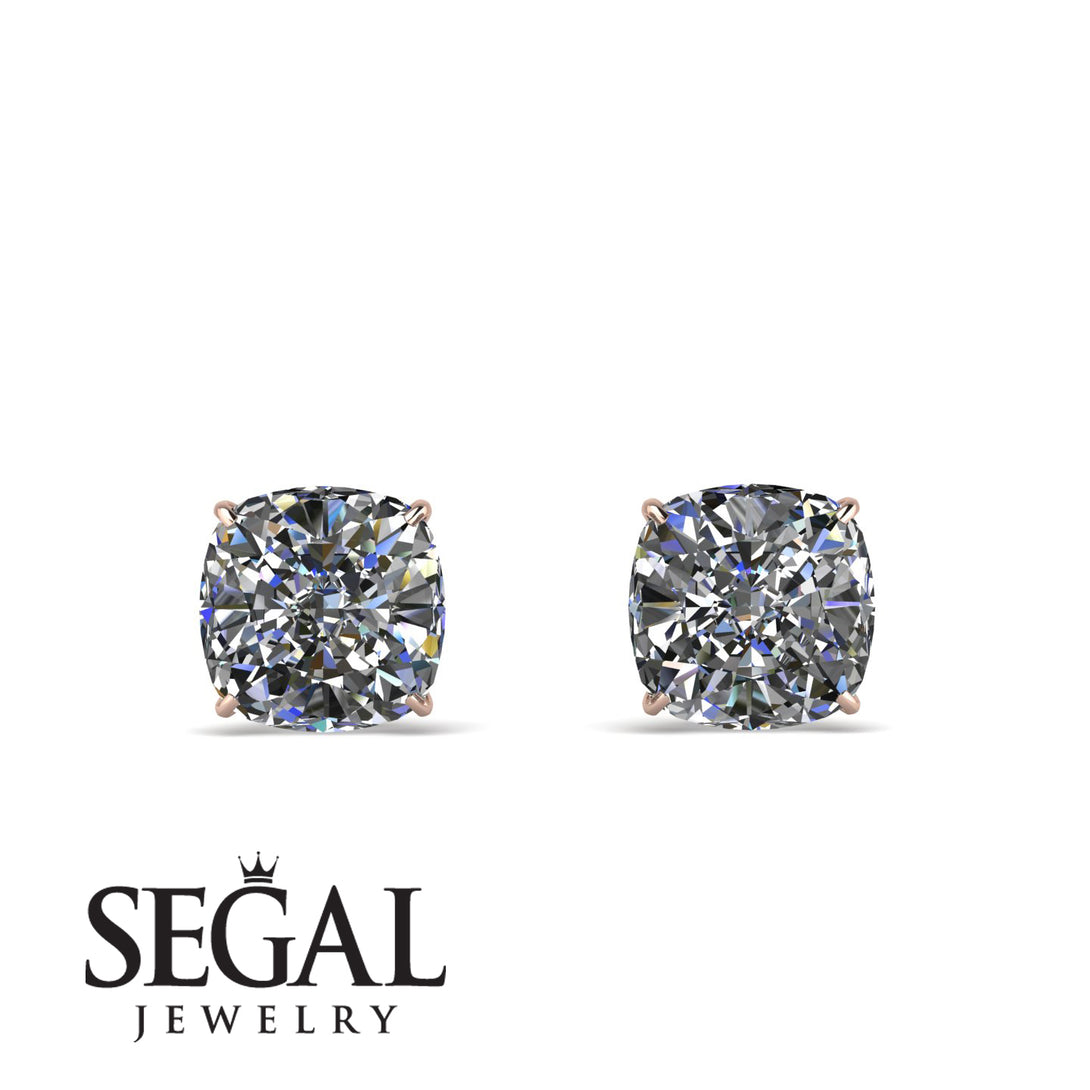 Hidden Halo Cushion Diamond Earrings - Alivia No. 17