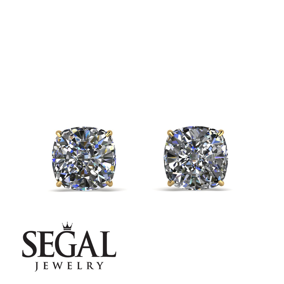 Hidden Halo Cushion Diamond Earrings - Alivia No. 16