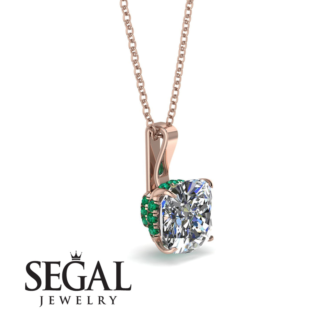 Hidden Halo Cushion Diamond Necklace - Alivia No. 17