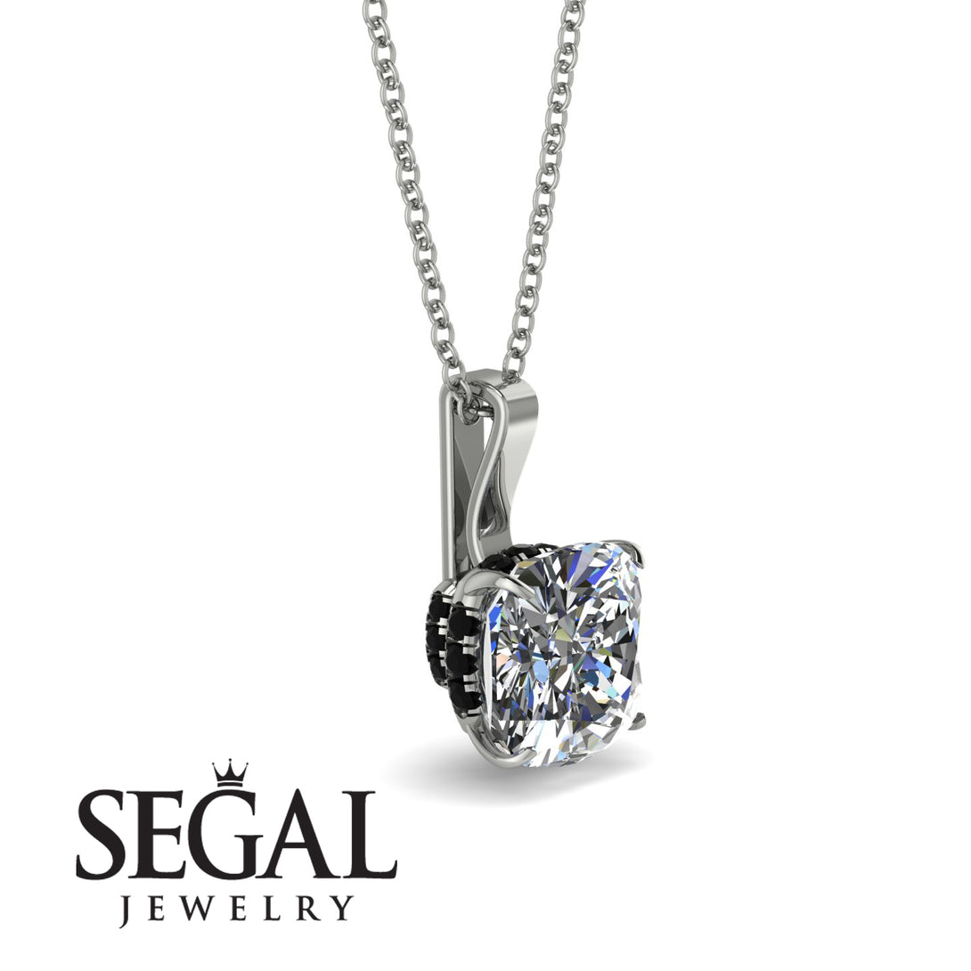 Hidden Halo Cushion Diamond Necklace - Alivia No. 33