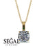 Hidden Halo Cushion Diamond Necklace - Alivia No. 16