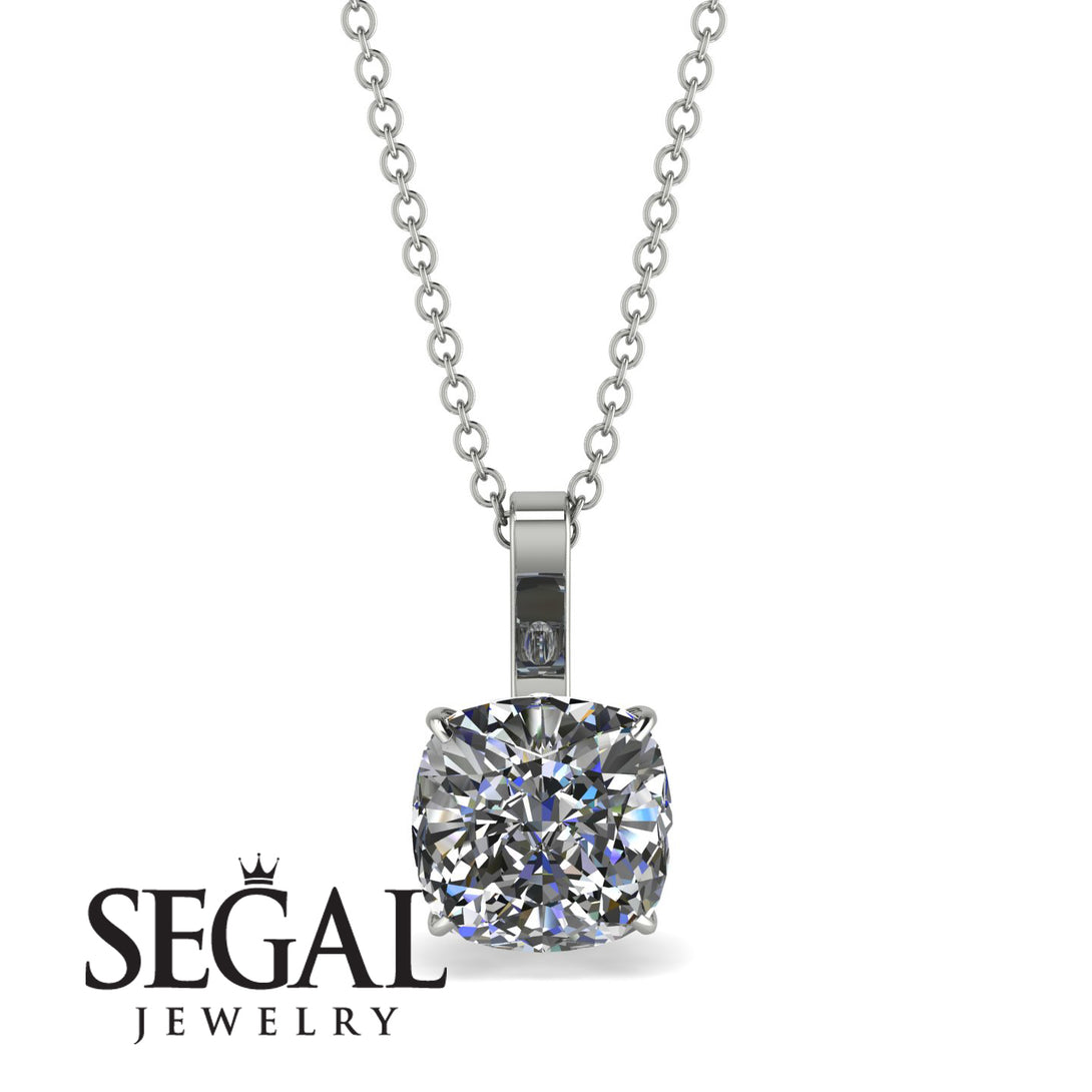Hidden Halo Cushion Diamond Necklace - Alivia No. 3
