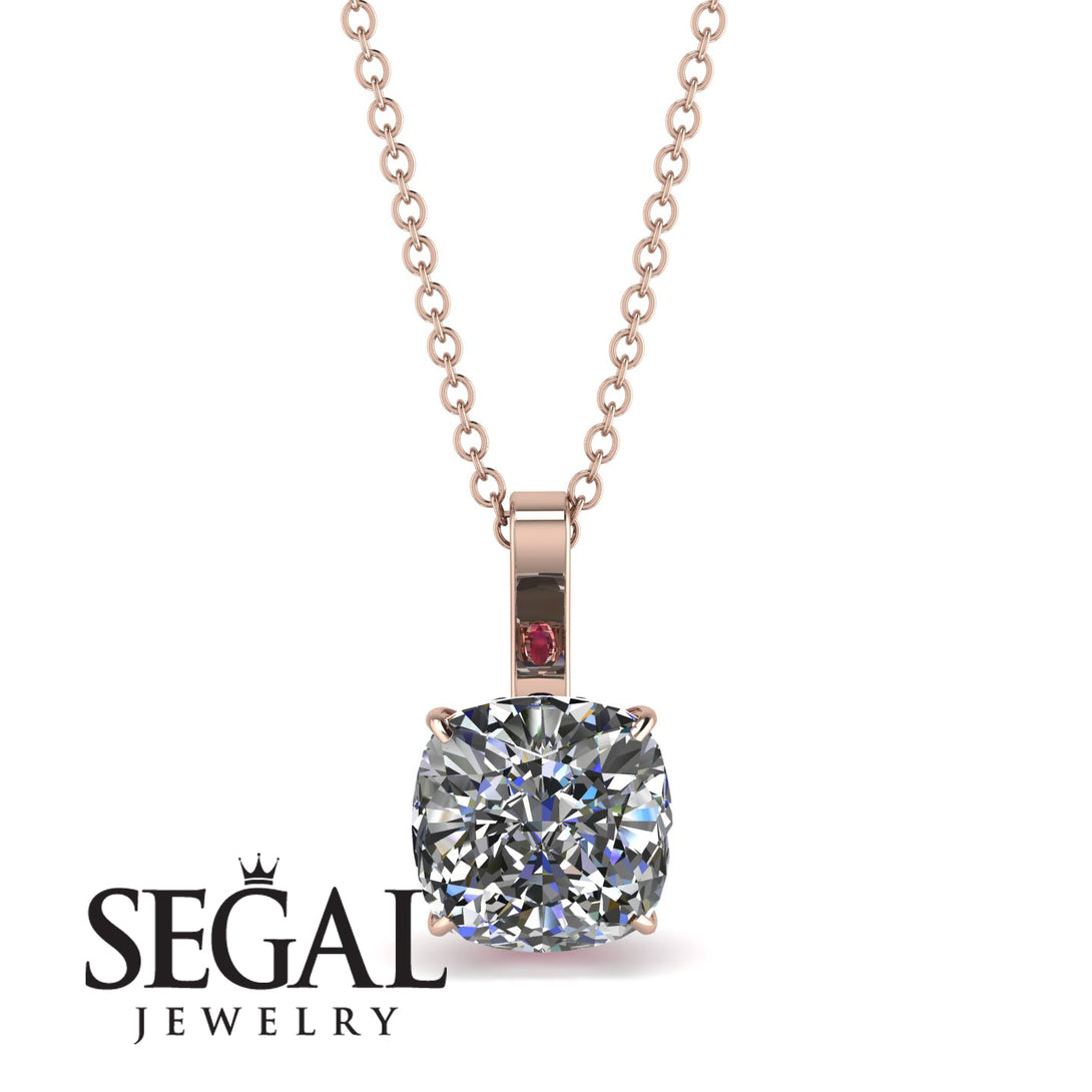 Hidden Halo Cushion Diamond Necklace - Alivia No. 47