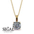 Hidden Halo Cushion Diamond Necklace - Alivia No. 46