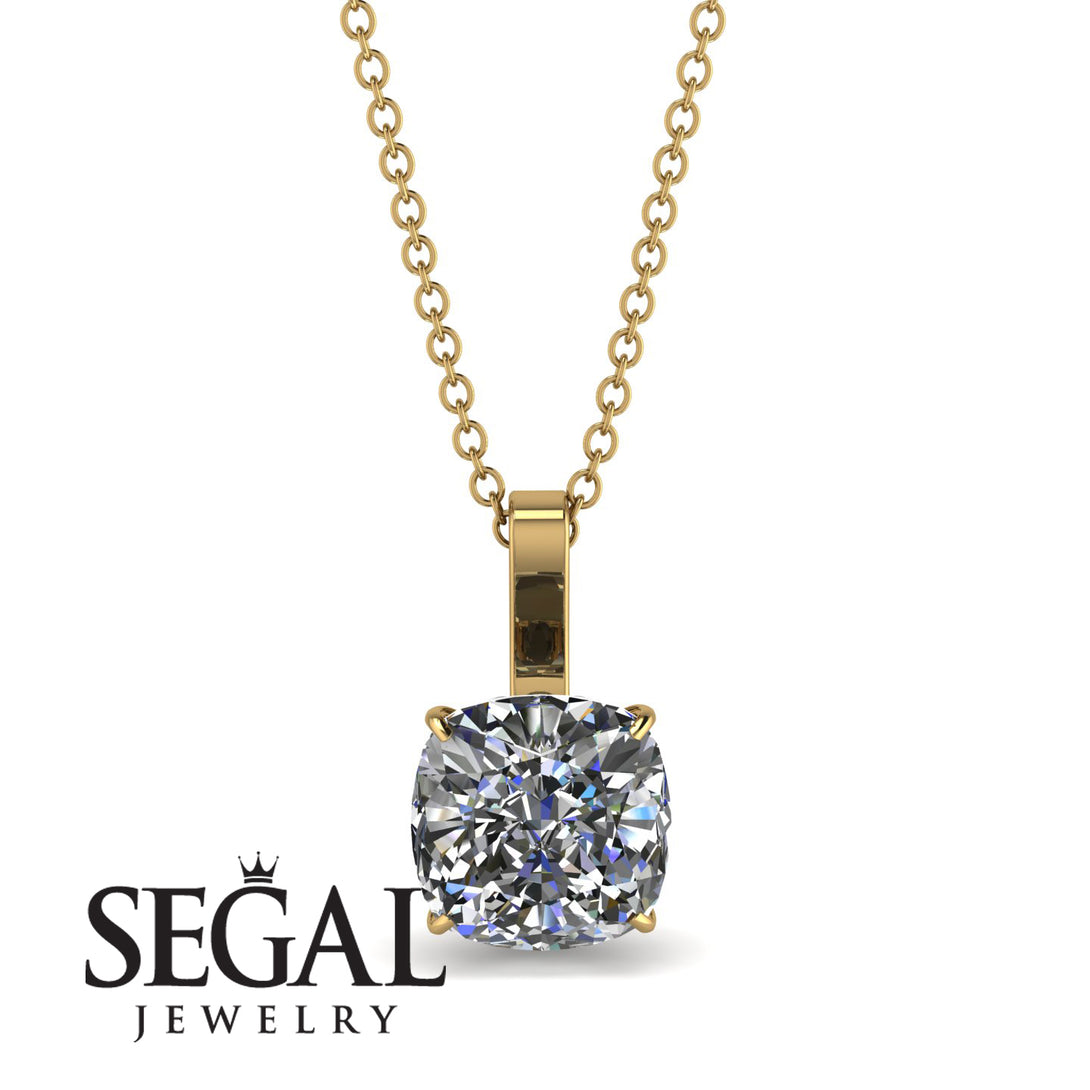 Hidden Halo Cushion Diamond Necklace - Alivia No. 31