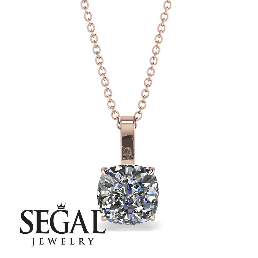 Hidden Halo Cushion Diamond Necklace - Alivia No. 2
