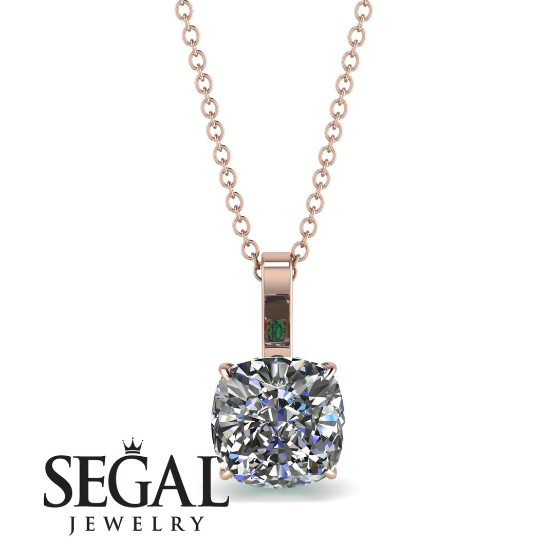 Hidden Halo Cushion Diamond Necklace - Alivia No. 17