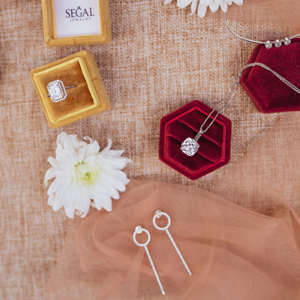 Hidden Halo Cushion Ruby Necklace - Alivia No. 12