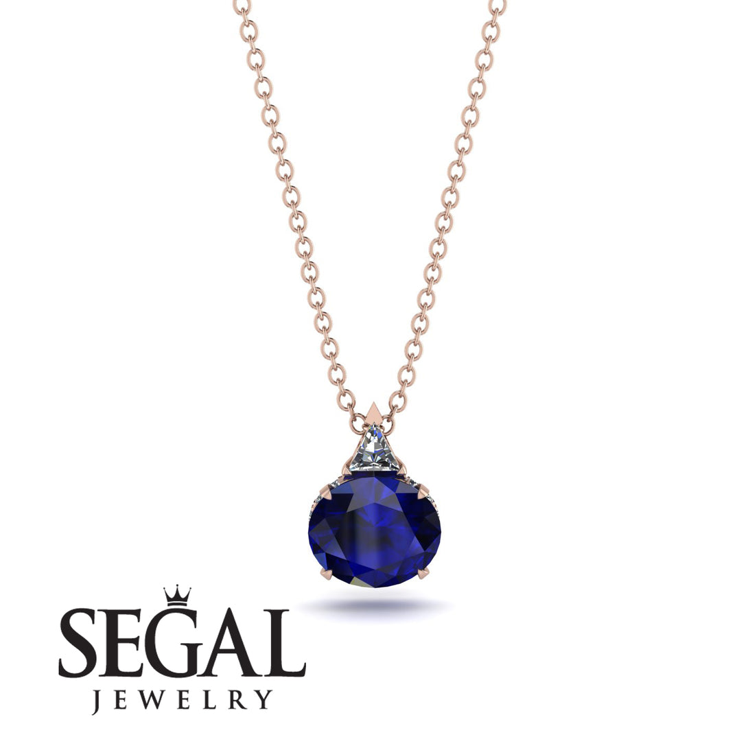 Hidden Halo Sapphire Necklace - Rosalie No. 14