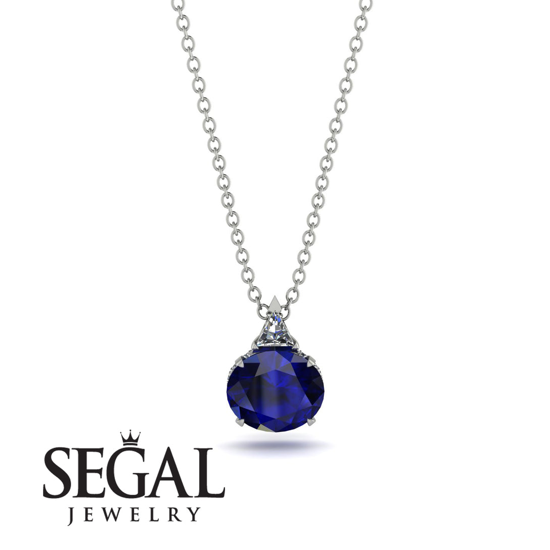 Hidden Halo Sapphire Necklace - Rosalie No. 15