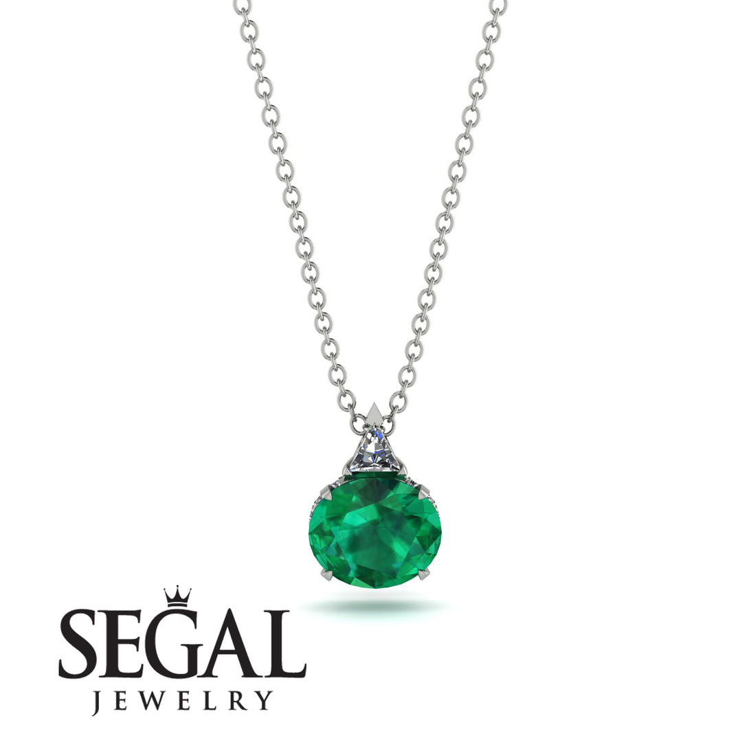 Hidden Halo Emerald Necklace - Rosalie No. 6