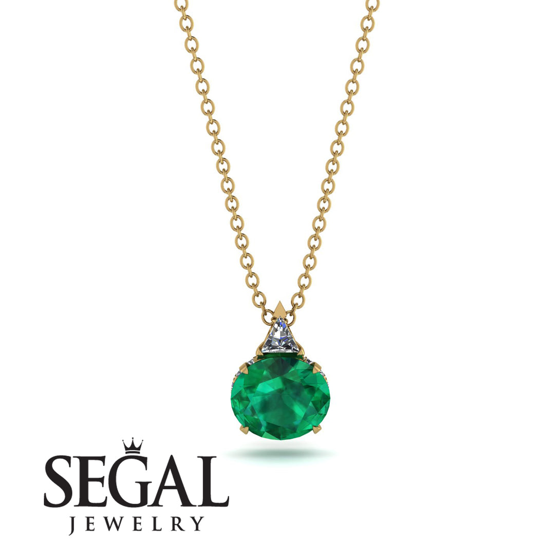 Hidden Halo Emerald Necklace - Rosalie No. 4