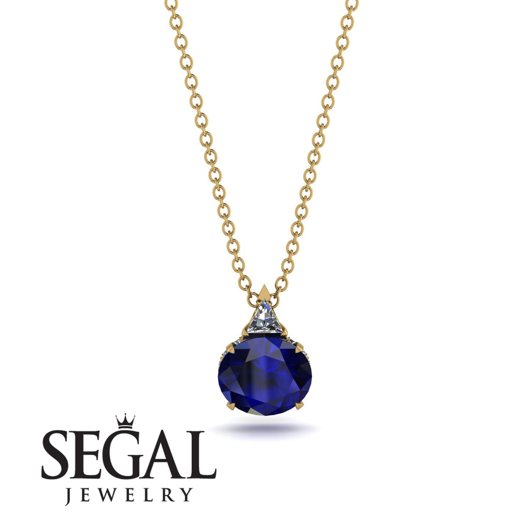 Hidden Halo Sapphire Necklace - Rosalie No. 13