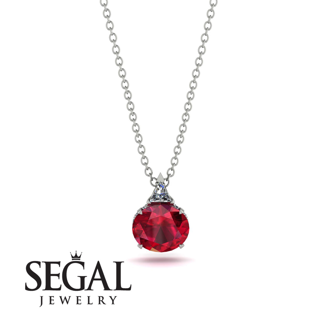 Hidden Halo Ruby Necklace - Rosalie No. 12