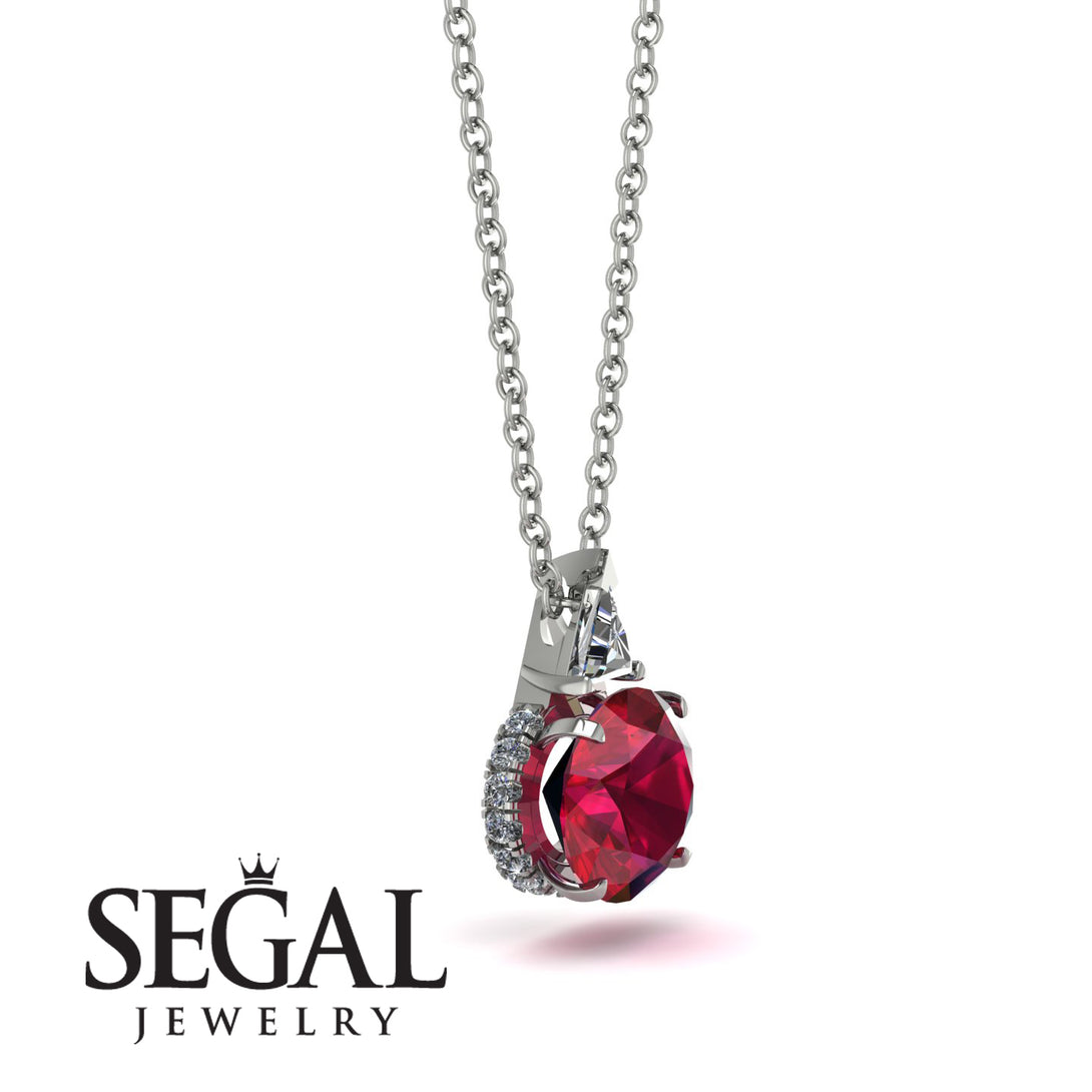 Hidden Halo Ruby Necklace - Rosalie No. 12