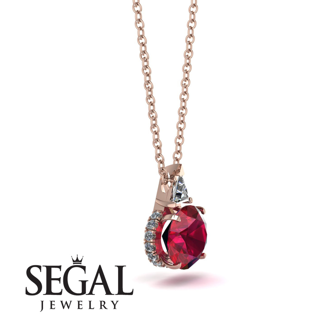 Hidden Halo Ruby Necklace - Rosalie No. 11