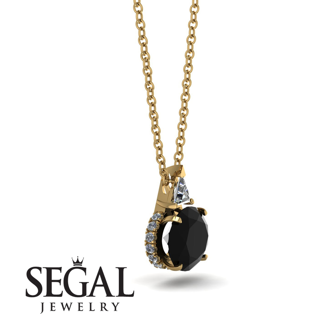 Hidden Halo Black Diamond Necklace - Rosalie No. 7