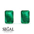 Hidden Halo Emerald Cut Emerald Earrings - Vanessa No. 6