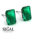 Hidden Halo Emerald Cut Emerald Earrings - Vanessa No. 36