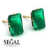 Hidden Halo Emerald Cut Emerald Earrings - Vanessa No. 34