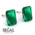 Hidden Halo Emerald Cut Emerald Earrings - Vanessa No. 65