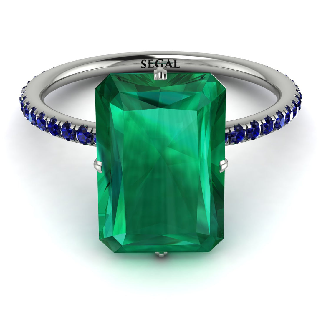 Hidden Halo Emerald Cut Emerald Engagement Ring - Vanessa No. 66