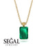 Hidden Halo Emerald Cut Emerald Necklace - Vanessa No. 4 image 9