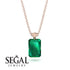 Hidden Halo Emerald Cut Emerald Necklace - Vanessa No. 5 image 9