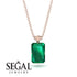 Hidden Halo Emerald Cut Emerald Necklace - Vanessa No. 35 image 9