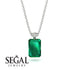 Hidden Halo Emerald Cut Emerald Necklace - Vanessa No. 6