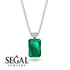 Hidden Halo Emerald Cut Emerald Necklace - Vanessa No. 66 image 9