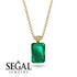 Hidden Halo Emerald Cut Emerald Necklace - Vanessa No. 64