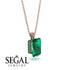 Hidden Halo Emerald Cut Emerald Necklace - Vanessa No. 20