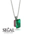 Hidden Halo Emerald Cut Emerald Necklace - Vanessa No. 51