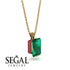 Hidden Halo Emerald Cut Emerald Necklace - Vanessa No. 49