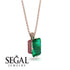 Hidden Halo Emerald Cut Emerald Necklace - Vanessa No. 50